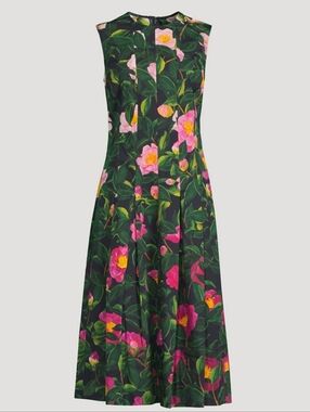 $3,205 OSCAR DE LA RENTA CAMELLIA PANNEL MIDI DRESS US 6 M